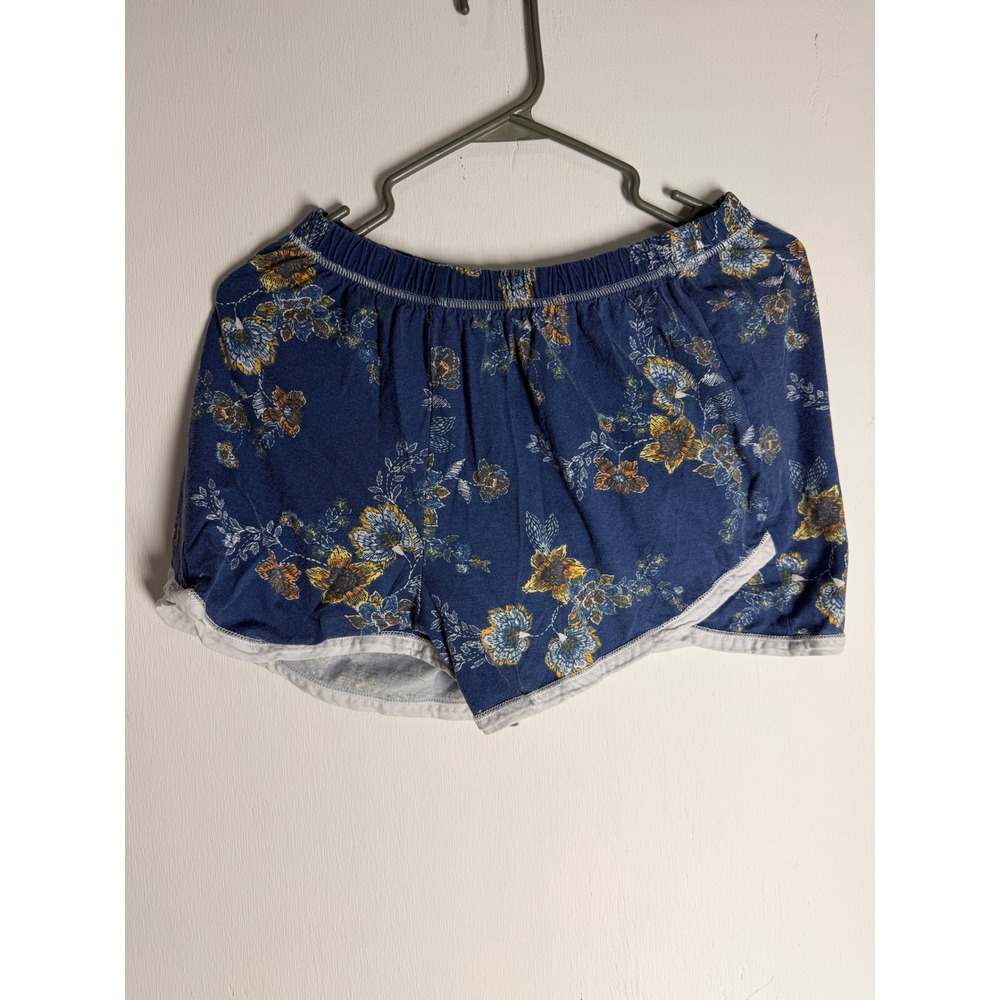 Garnet Hill Green Cotton Blue Floral Pajama Shorts Sleepwear Lounge Small